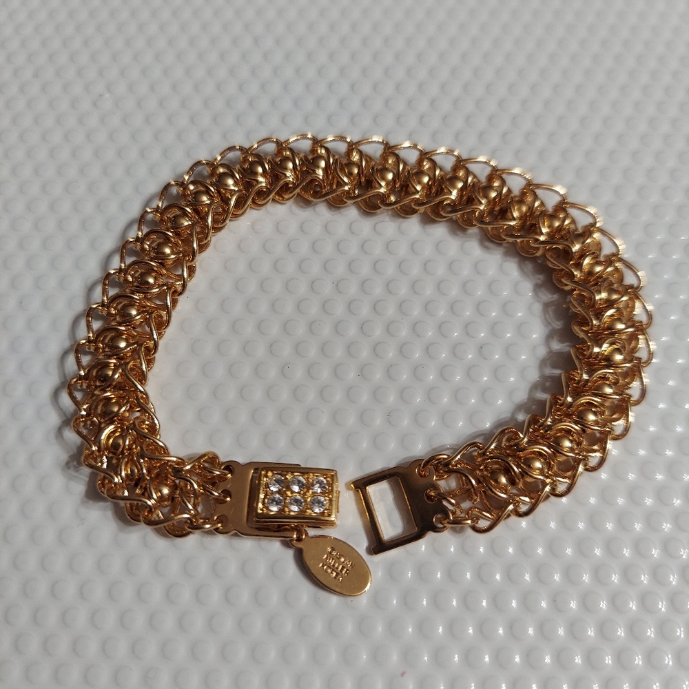 Nolan Miller Gold Tone Byzantine/Pave' Clasp Bracelet